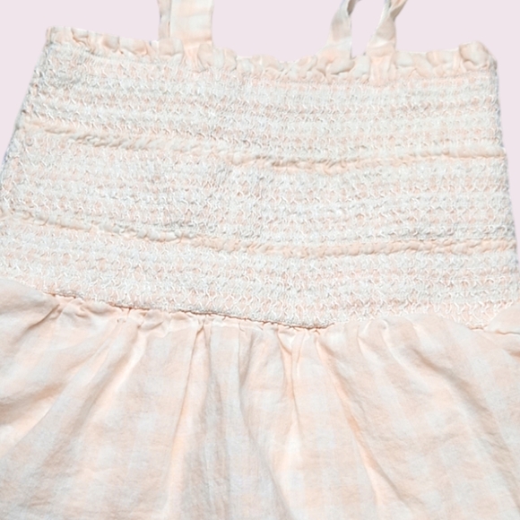 7 For All Mankind Baby Girl Pleated Pink Onesie Size 3/6 Months - Picture 2 of 4